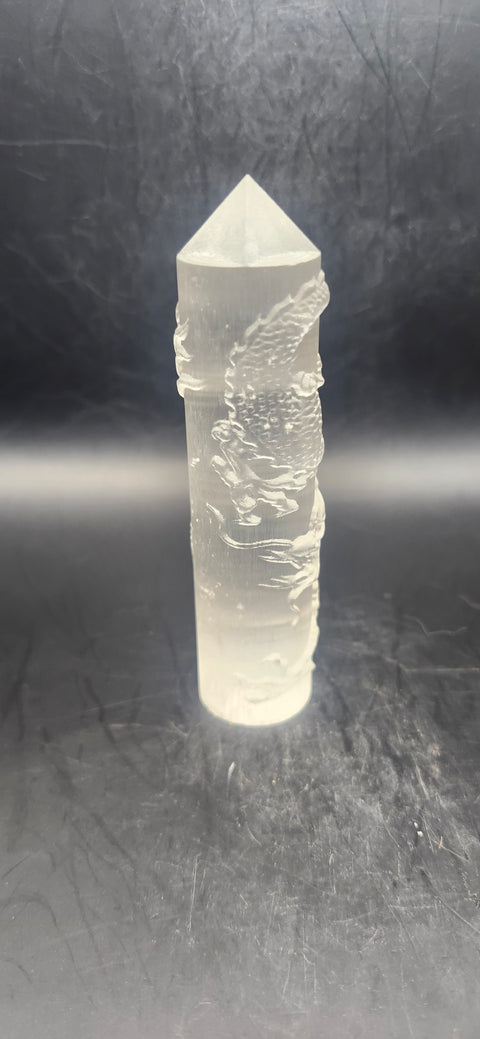 Selenite dragon tower! 4.25 inch tall, 3.7 ounce!