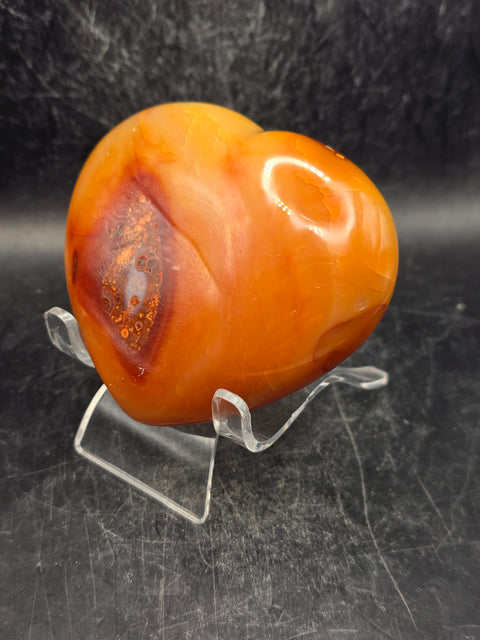 Carnelian agate heart! 3.3 inches wide, 3 inches tall