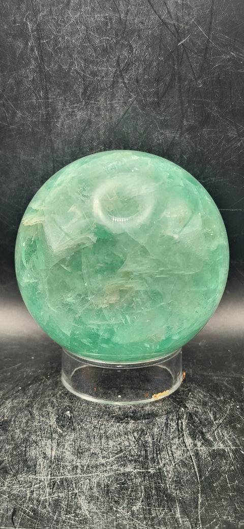 Green florite sphere! 75mm, 2.9 inches, 1.9 pounds!