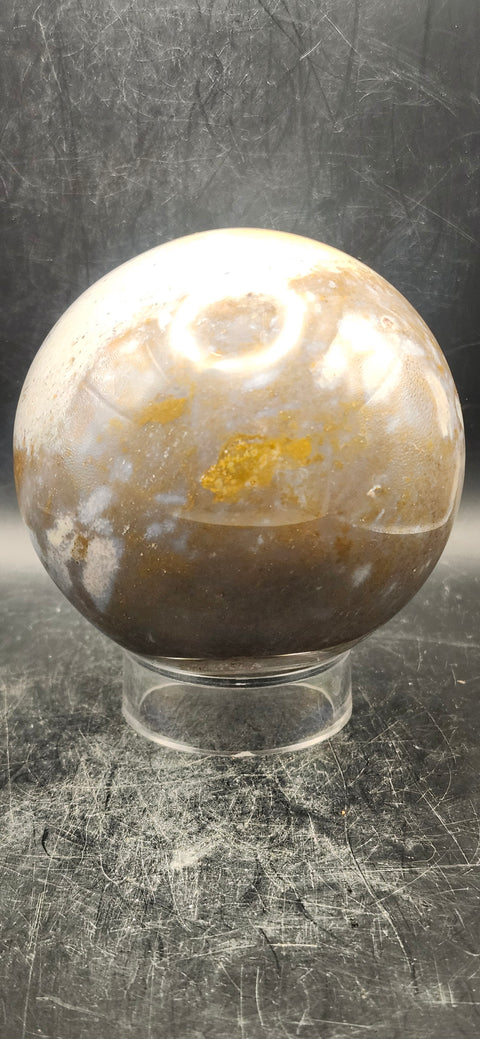 Druzy ocean jasper sphere! 82.6mm, 3.2 inches, 1.11 pounds!