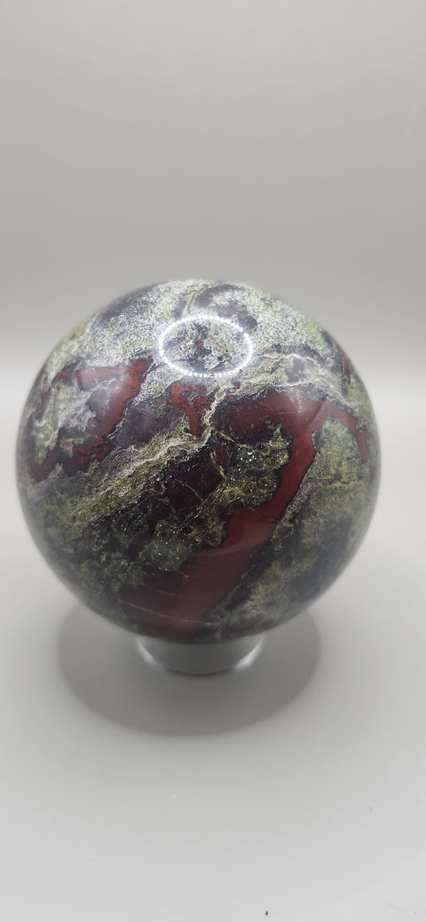 Dragon bloodstone sphere! 75mm, 2.95 inches, 1.8 pounds