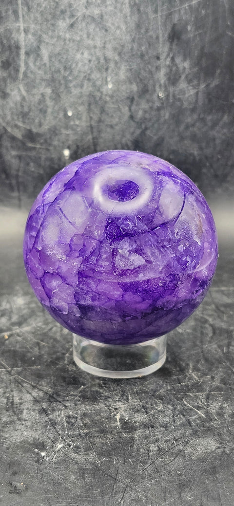 Purple crackle quartz uv reactive! 61.9mm, 2.4 inches, 11.5 ounces
