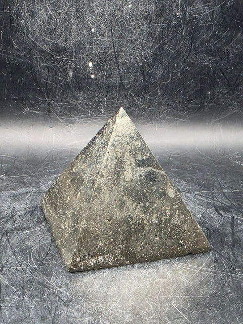Pyrite pyramid! 10.5 ounces, 2.1 inches tall, 2.1 wide