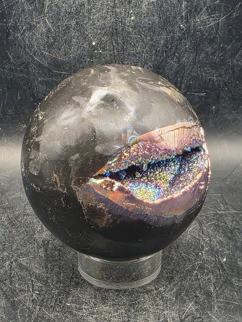 Aura amethyst sphere! 66mm, 2.6 inches, 14 ounces