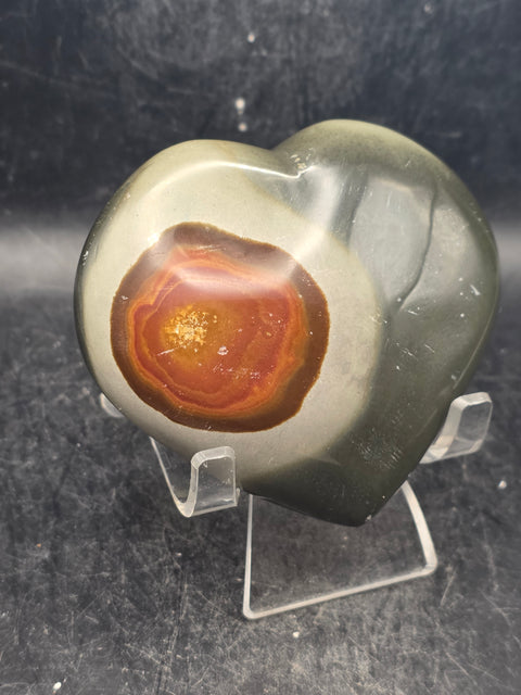 Polychrome jasper heart! 9.6 ounces, 3.3 inches wide, 2.9" tall
