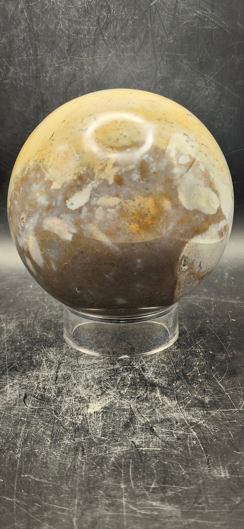 Druzy ocean jasper sphere! 82.6mm, 3.2 inches, 1.11 pounds!