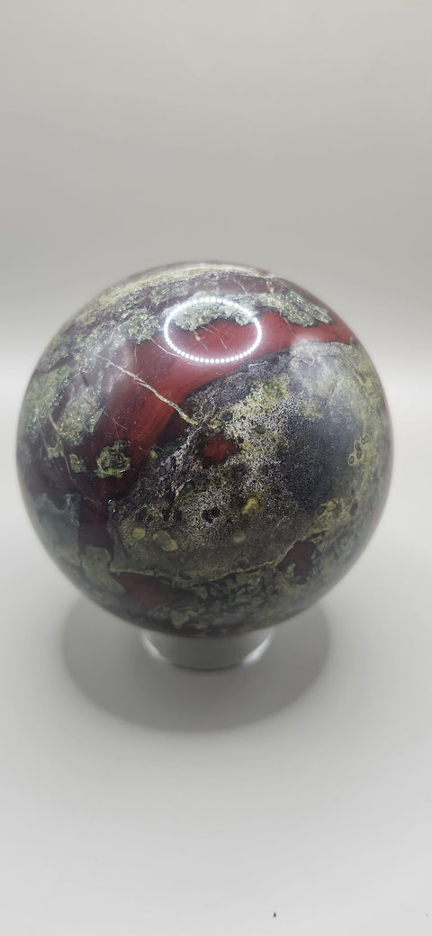 Dragon bloodstone sphere! 75mm, 2.95 inches, 1.8 pounds