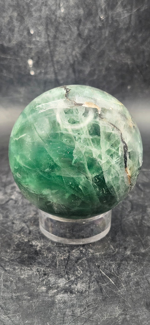 Florite sphere! 54.2mm, 2.1 inches, 9 ounces!
