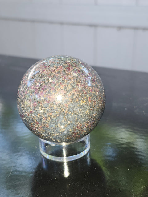 Ruby in kyanite sphere! 9 ounces, 51mm, 2.01 inches uv reactive