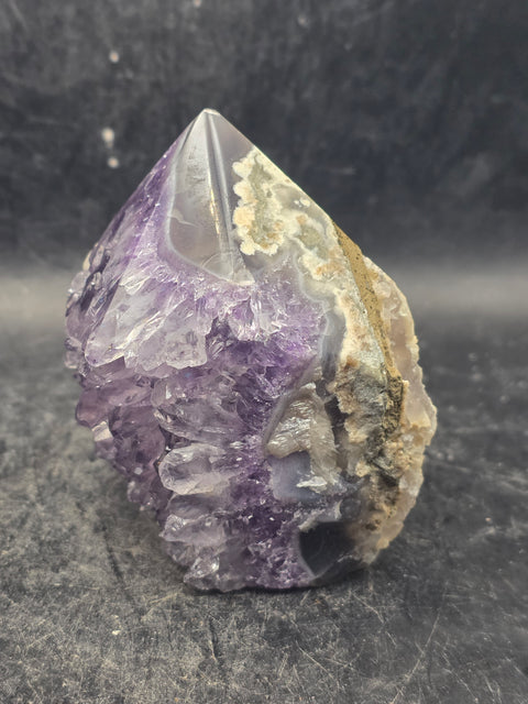 Druzy Amethyst polished top point! 10 ounces, 2.8 inches tall, 2.4 wide