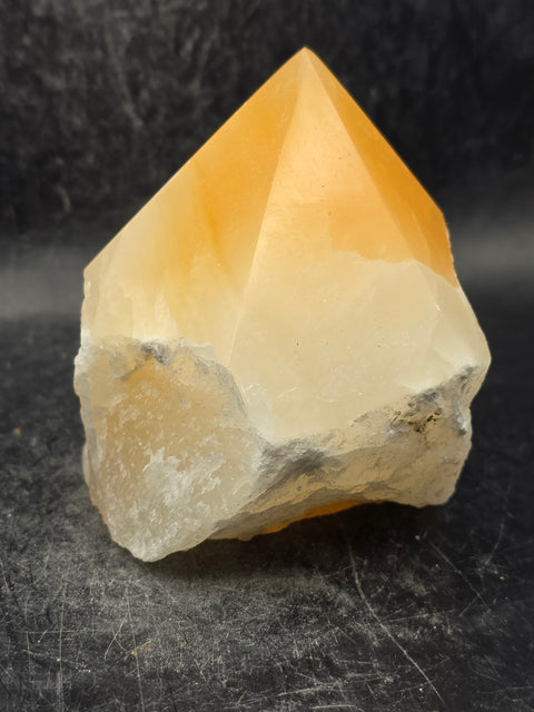 Orange calcite polished top point! 1 pound, 3.1 inches tall, 3.2" wide
