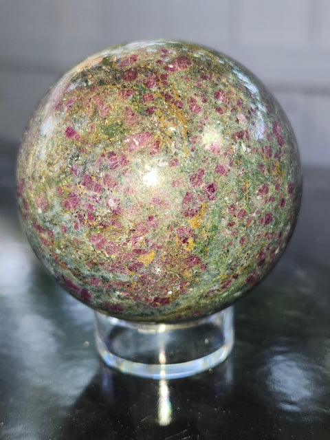 Ruby in kyanite sphere! 13 ounces, 59.4mm,2.33 inches uv reactive