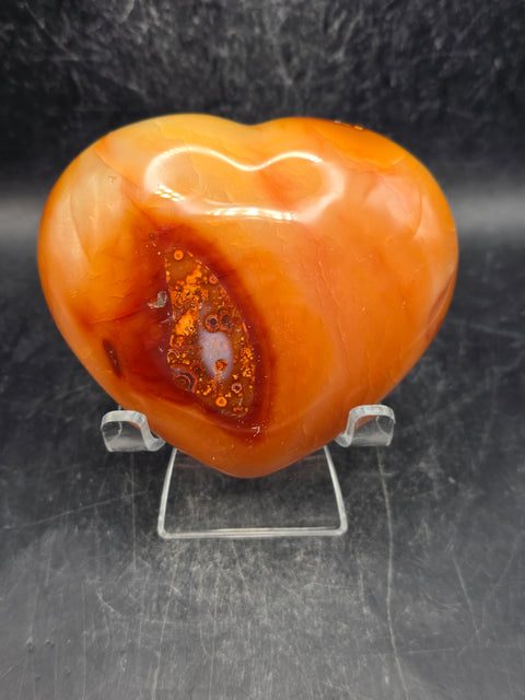 Carnelian agate heart! 3.3 inches wide, 3 inches tall