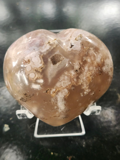 Flower agate heart! 10 ounces, 75mm wide, 69mm tall, 42mm thick