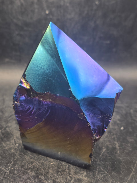 Titanium obsidian polished top point! 8 ounces, 3 inches tall