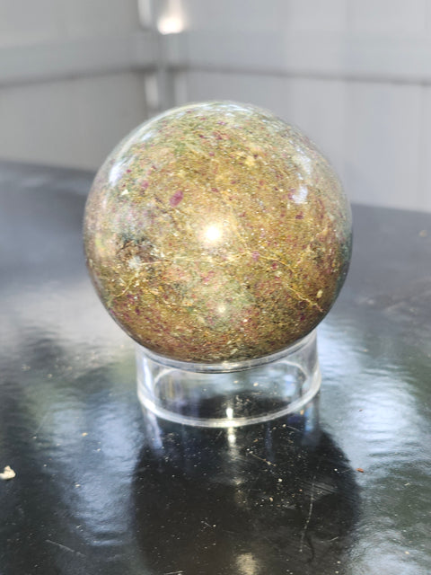 Ruby in kyanite sphere! 14 ounces, 61.1mm,2.40 inches uv reactive