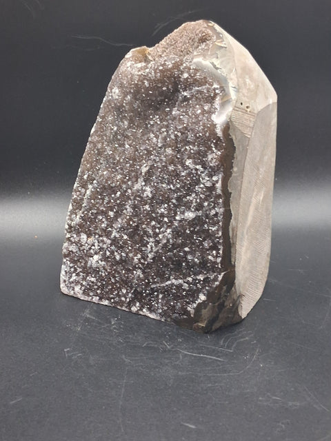 Chocolate amethyst cut base free form! 2.4 pounds, 4.5 inches tall