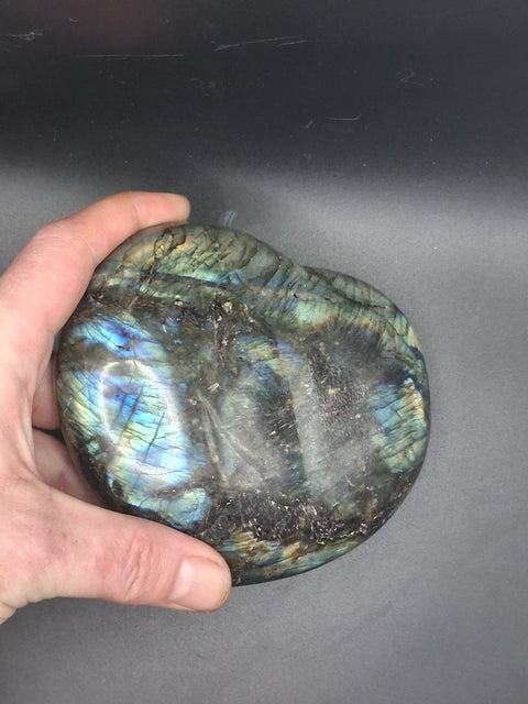 Large labradorite heart! 2.3 pounds, 5 by 5 inches