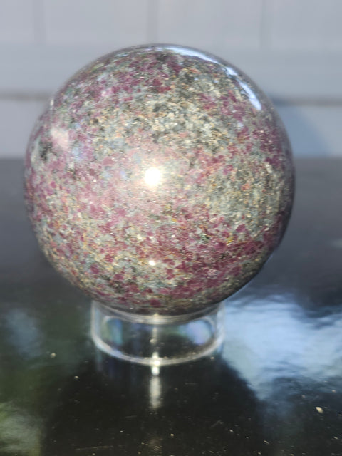 Ruby in kyanite sphere! 13.7 ounces, 58.4mm, 2.30 inches uv reactive