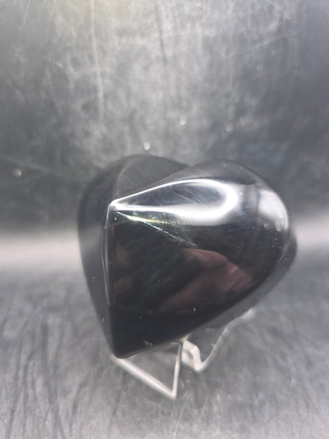Rainbow obsidian heart! 10 ounces, 3 inches wide, 2.8" tall