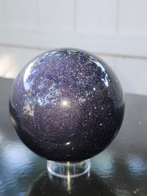 Blue golden sandstone sphere! 1.7 pounds, 78mm, 3 inches