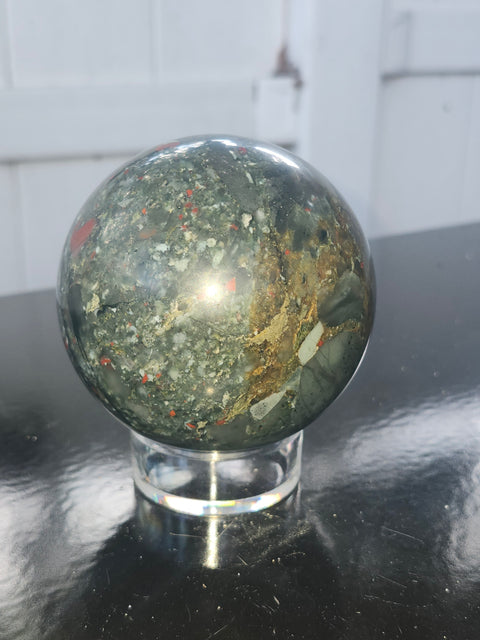 76.7mm, 3.01 inch bloodstone sphere! 1.6 pounds