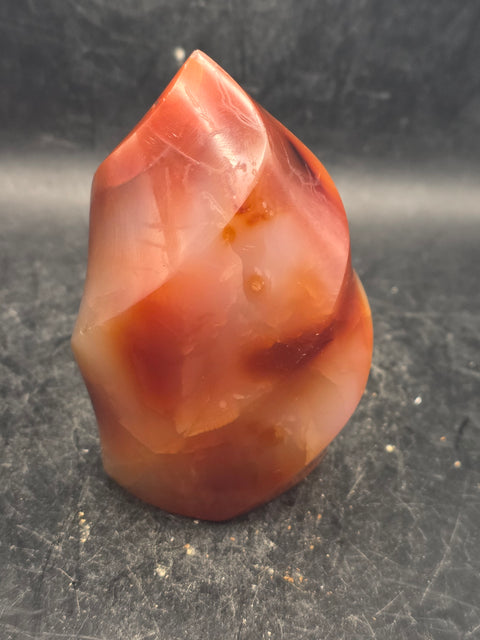 Carnelian agate flame tower! 10 ounces, 3.2 inches tall, 2.2" wide!