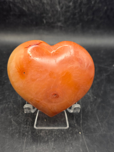 Carnelian agate heart! 2.7 inches wide, 2.4 inches tall