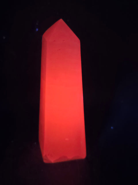 Pink mangano calcite tower! 4.8 inches tall, 11.5 ounces