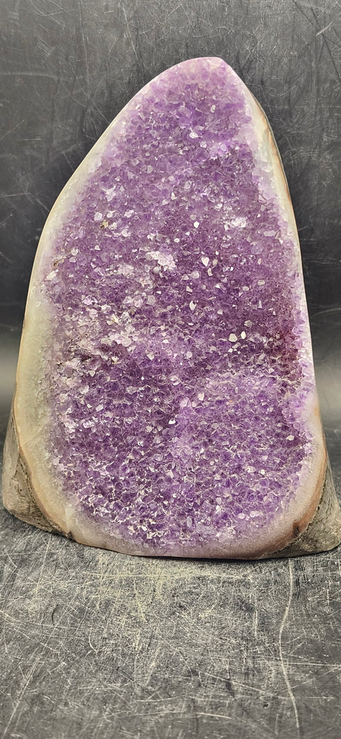 Amethyst cut base free form! 1.13 pounds, 4.7 inches tall, 3.4 wide