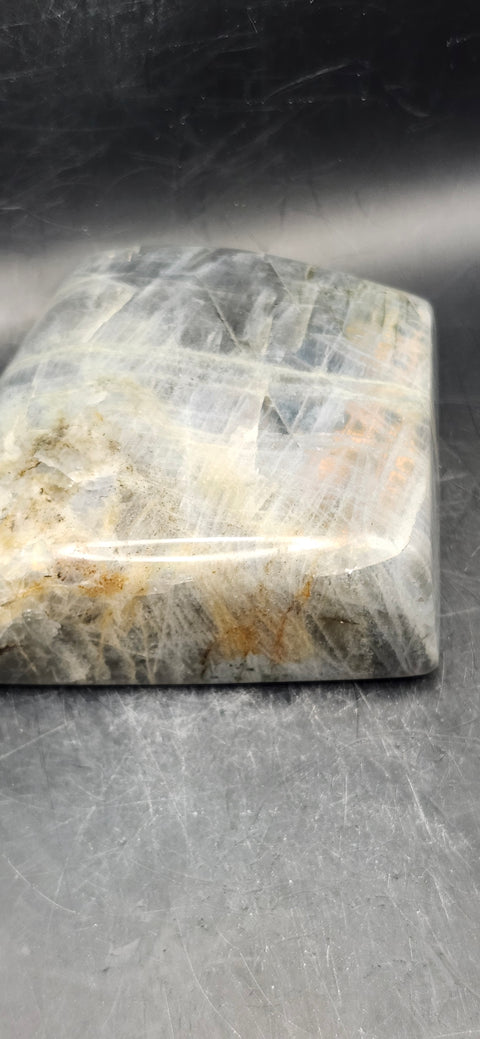 Purple flash labradorite free form! 14 ounces, 3 inches tall, 3.5 wide