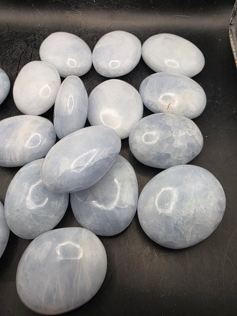 Blue calcite palm stone! 1.6 too 1.9 inches