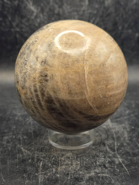 Black moonstone sphere! 73.5mm, 2.8 inches, 1.2 pounds