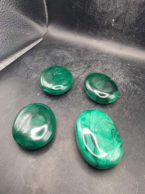 Malachite pillow palm stone! 1.8 inches long!