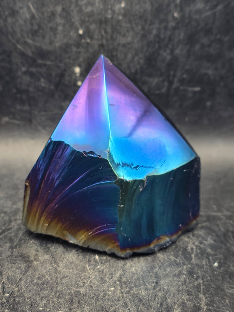 Titanium obsidian polished top point! 7.7 ounces, 2.6 inches tall