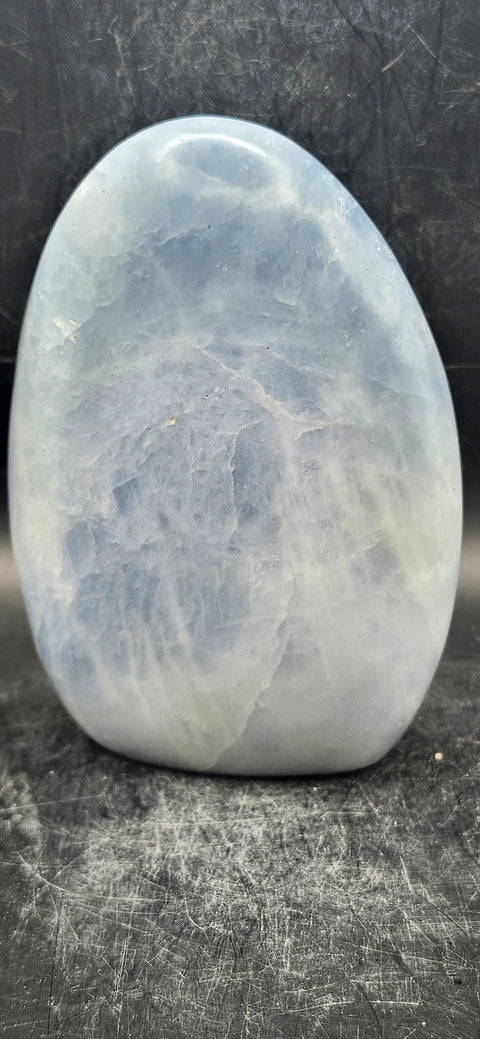 Blue calcite free form! 1.6 pounds, 4.5 inches tall, 3.5 wide