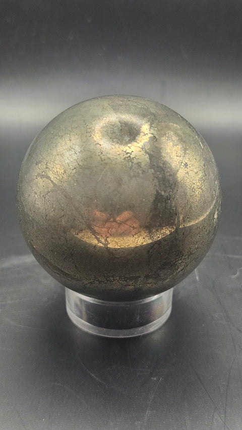 Pyrite sphere. 55.8mm, 2.19 inches, 15 ounces
