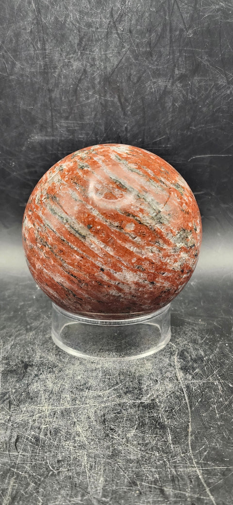 Brecciated jasper sphere! 64mm, 2.5 inches, 13 ounces!
