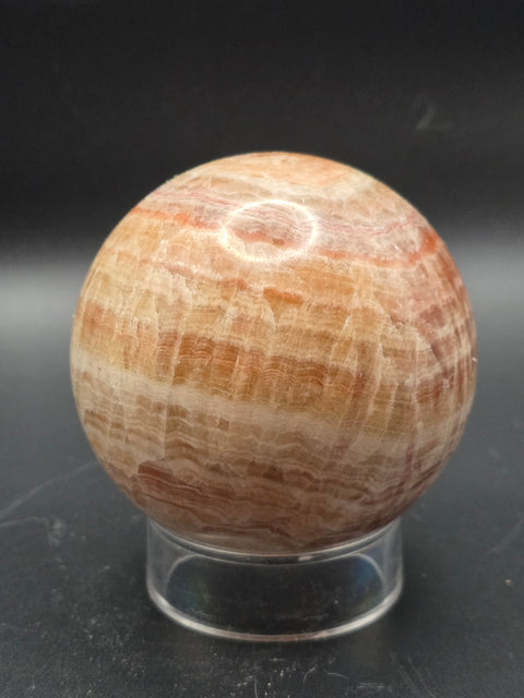 Striped calcite sphere! 67.6mm, 2.6 inches, 15.5 ounces