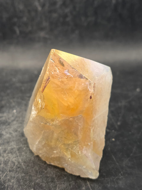 Angel aura citrine polished top point! 5.3 ounces, 2.4 inches tall