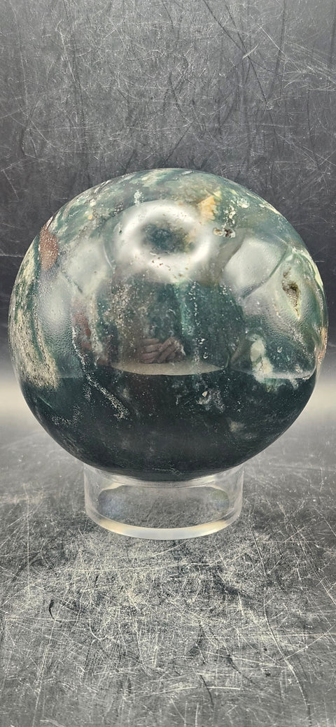Ocean jasper sphere! 83.9mm, 3.3 inches, 1.12 pounds!