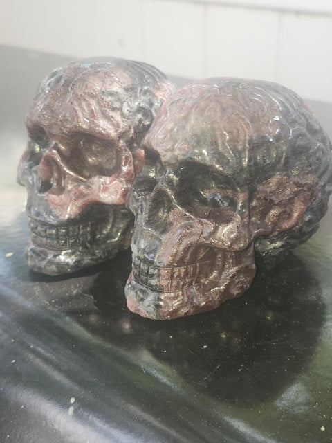 Astrophyllite garnet skull! 1.2 pound, 3.3 inches long, 2.8 tall, 2.2 wide
