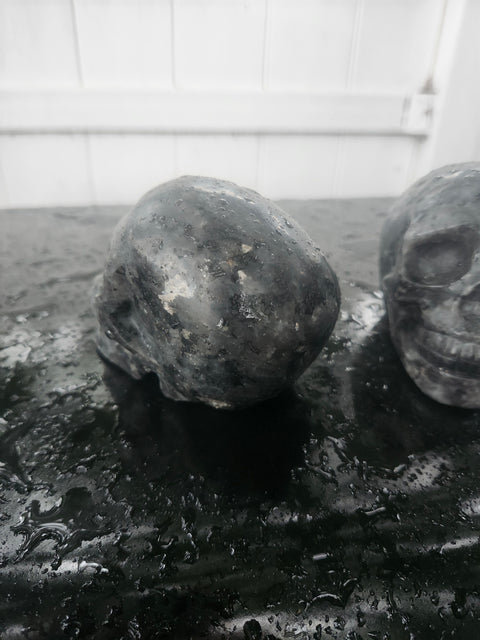 Larvikite skull! 1.3 pounds, 3.7 inches long, 2.7 tall, 2.2 wide