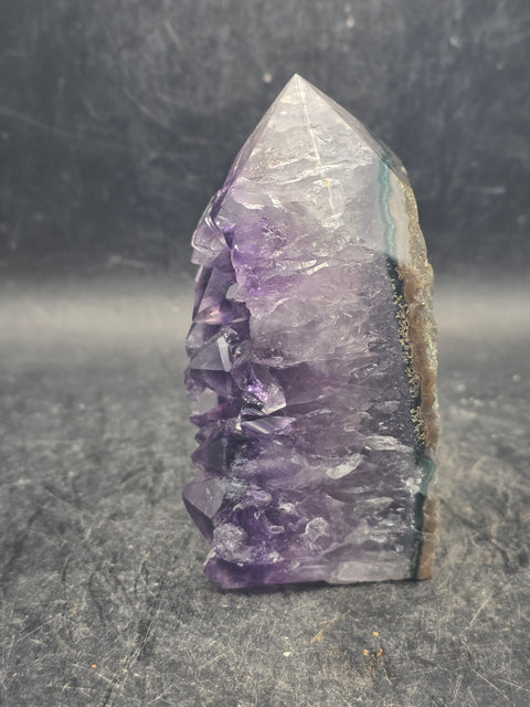 Druzy Amethyst polished top point! 8.3 ounces, 3.2 inches tall, 2.1" wide