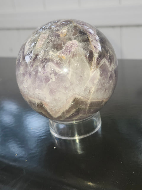 Chevron amethyst sphere! 1.9 pounds, 79mm, 3.1 inches
