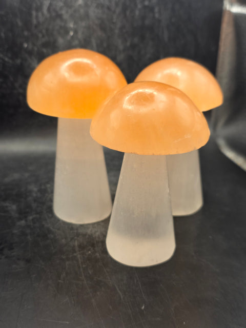 Large Peach top selenite mushroom! 3.9 inches tall
