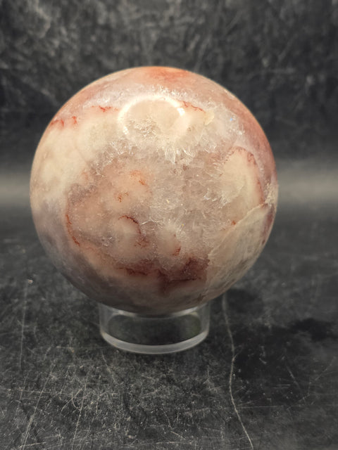 Pink amethyst flower agate sphere! 66mm, 2.6 inches, 13.8 ounces