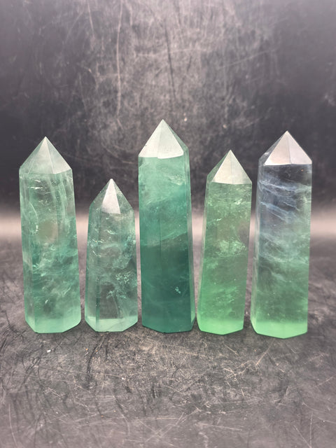 Natural green florite tower! 2.5 too 3.5 inches