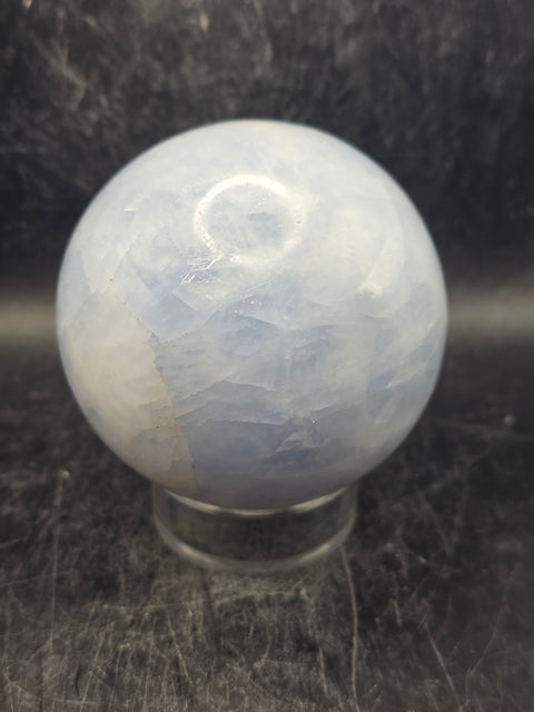 Blue calcite sphere! 74.5mm, 2.9 inches, 1.4 pounds!
