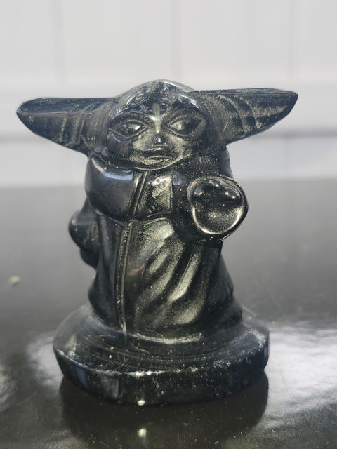 Black obsidian yoda! 3.9 ounces, 2.5 inches
